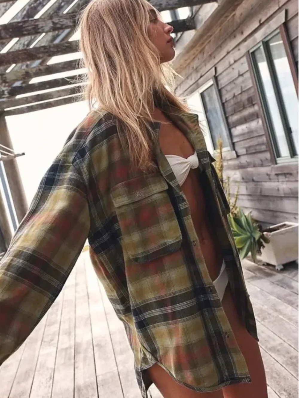 We The Free Izzie Plaid Cargo Shirt Jacket Shacket - Picture 3 of 15